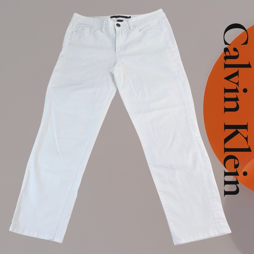 Calvin Klein Jeans Skinny Crop Women 31/12 White Cotton Blend Stretch Minimalist